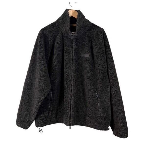 Essentials Fear of God Sherpa Fleece Full Zip Womens Mens Large Gray Oversized - Picture 1 of 12